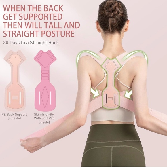 NEW Posture Corrector for Women, Adjustable Upper Back Brace in Pink Size Large - Picture 8 of 10